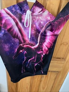 Source Unknown Pink & Purple Pegasus Zip-Up Men's Sweater